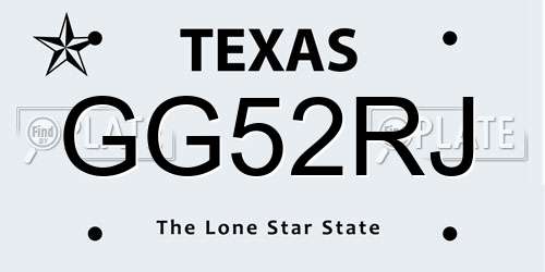 GG52RJ Texas License Plate