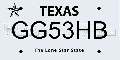 GG53HB Texas License Plate
