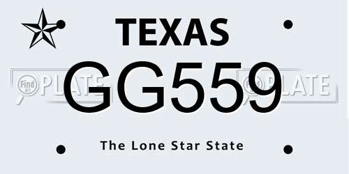 GG559 Texas License Plate