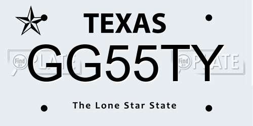 GG55TY Texas License Plate