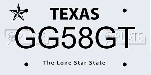 GG58GT Texas License Plate
