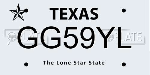 GG59YL Texas License Plate