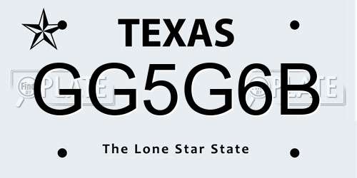 GG5G6B Texas License Plate