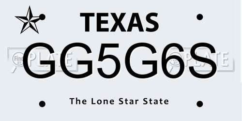 GG5G6S Texas License Plate