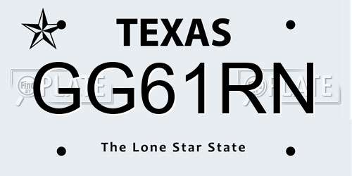 GG61RN Texas License Plate