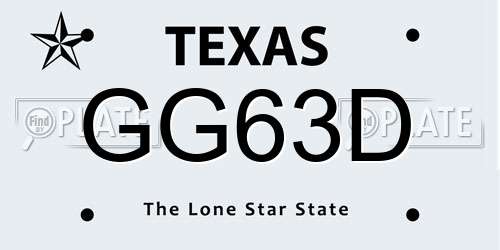 GG63D Texas License Plate