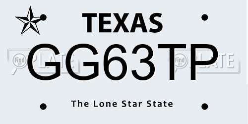 GG63TP Texas License Plate