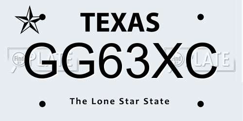 GG63XC Texas License Plate