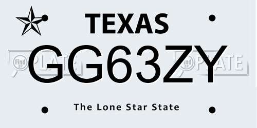 GG63ZY Texas License Plate
