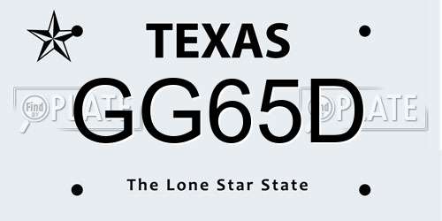 GG65D Texas License Plate