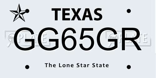 GG65GR Texas License Plate