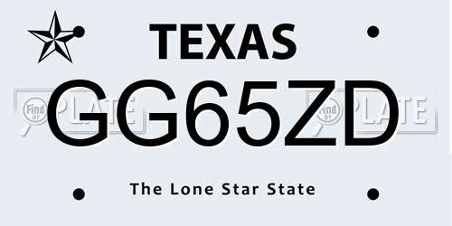 GG65ZD Texas License Plate