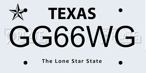 GG66WG Texas License Plate