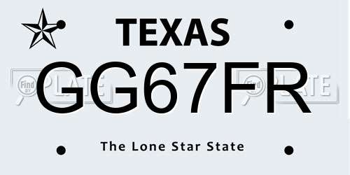 GG67FR Texas License Plate