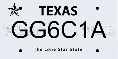 GG6C1A Texas License Plate