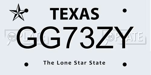 GG73ZY Texas License Plate