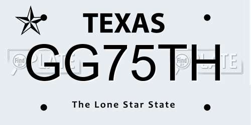 GG75TH Texas License Plate