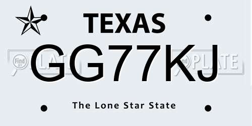 GG77KJ Texas License Plate
