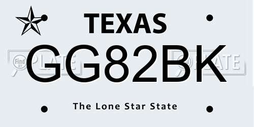 GG82BK Texas License Plate