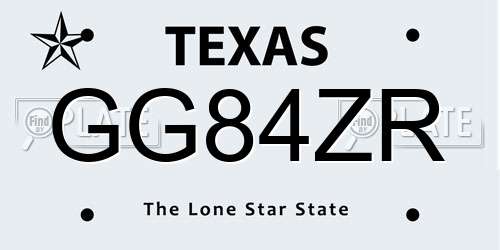 GG84ZR Texas License Plate