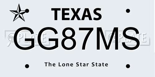GG87MS Texas License Plate