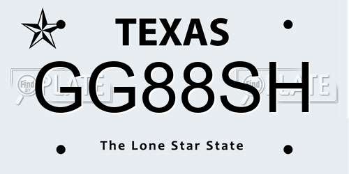 GG88SH Texas License Plate