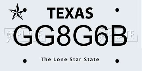 GG8G6B Texas License Plate
