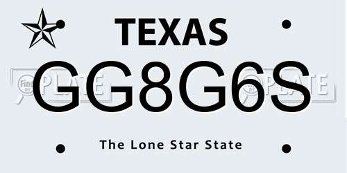 GG8G6S Texas License Plate