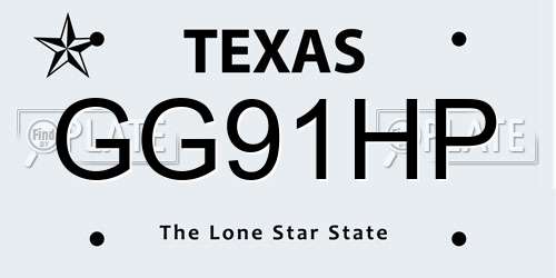 GG91HP Texas License Plate