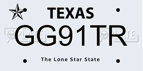 GG91TR Texas License Plate