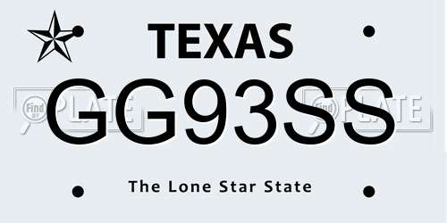 GG93SS Texas License Plate