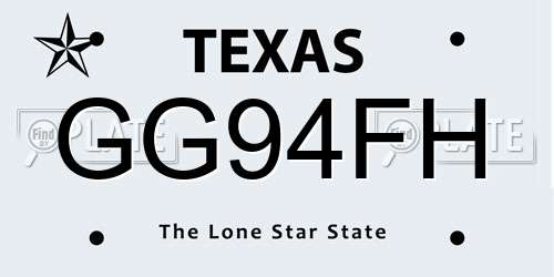 GG94FH Texas License Plate