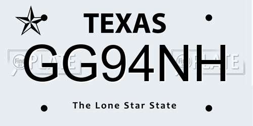GG94NH Texas License Plate
