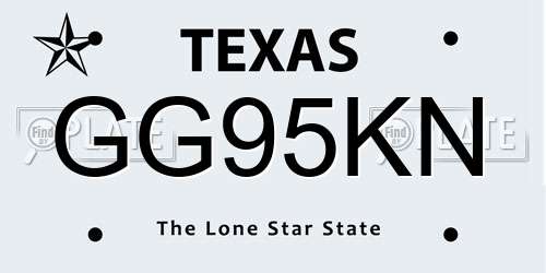 GG95KN Texas License Plate