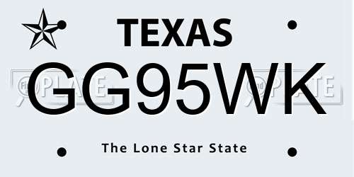 GG95WK Texas License Plate