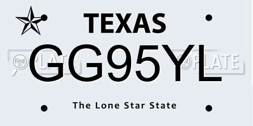 GG95YL Texas License Plate