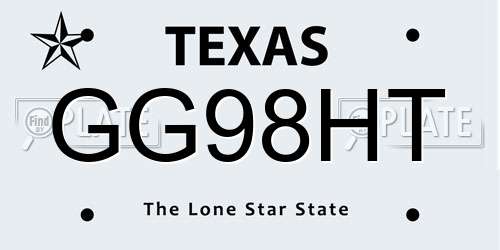 GG98HT Texas License Plate