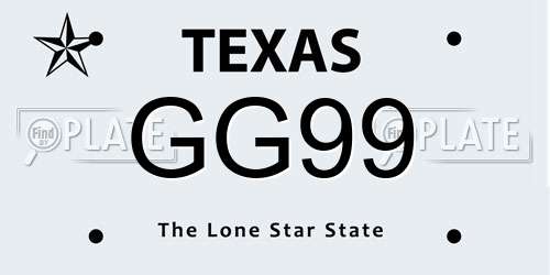 GG99 Texas License Plate