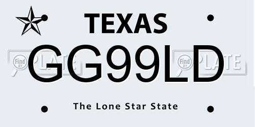 GG99LD Texas License Plate