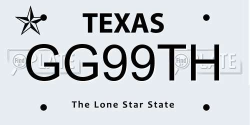 GG99TH Texas License Plate