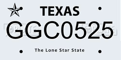 GGC0525 Texas License Plate