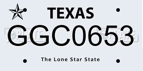 GGC0653 Texas License Plate