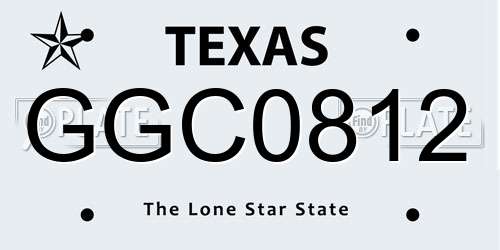 GGC0812 Texas License Plate