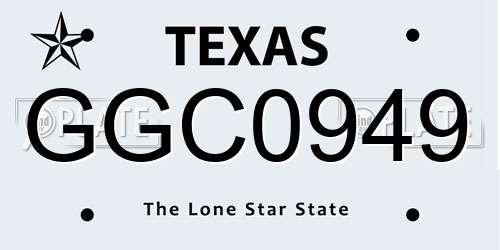 GGC0949 Texas License Plate