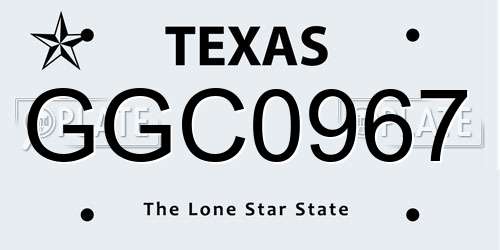 GGC0967 Texas License Plate