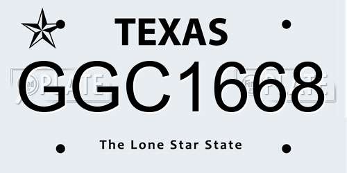 GGC1668 Texas License Plate