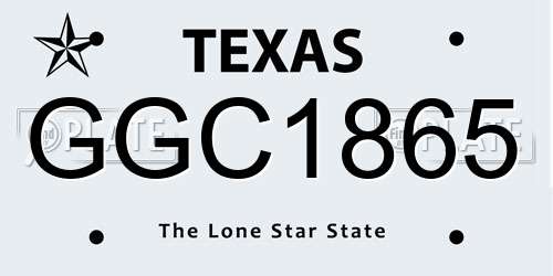 GGC1865 Texas License Plate