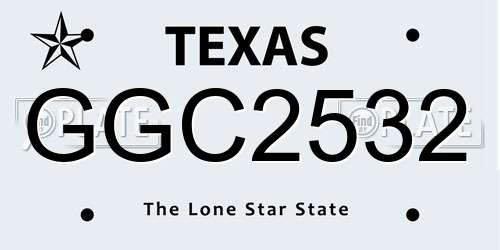 GGC2532 Texas License Plate