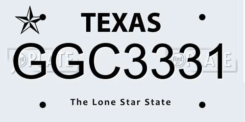 GGC3331 Texas License Plate