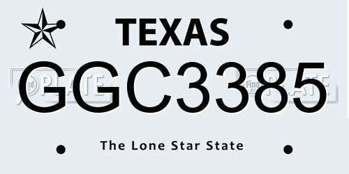 GGC3385 Texas License Plate